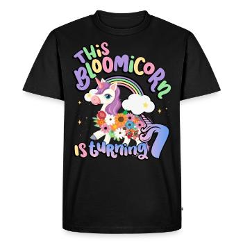 Bloomicorn fête ses 7 ans à son 7e anniversaire - T-shirt Premium bio Homme - noir - Devant - Nico (187cm)