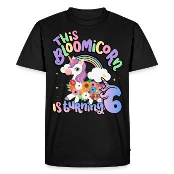 Bloomicorn fête ses 6 ans à son 6e anniversaire - T-shirt Premium bio Homme - noir - Devant - Nico (187cm)