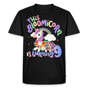 Bloomicorn fête ses 9 ans à son 9e anniversaire - T-shirt Premium bio Homme - noir - Devant - Nico (187cm)