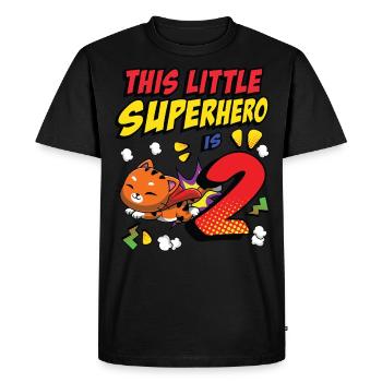 This little superhero is 2 cat owners 2. - Men's Premium Organic T-Shirt - black - Front - Nico (187cm)