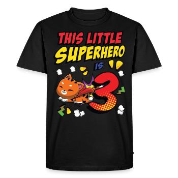 Ce petit super-héros est 3 propriétaires de chat 3. - T-shirt Premium bio Homme - noir - Devant - Nico (187cm)