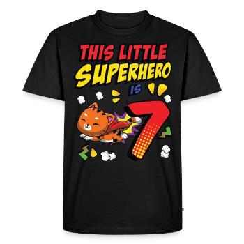 Ce petit super-héros est 7 propriétaire de chat 7. - T-shirt Premium bio Homme - noir - Devant - Nico (187cm)