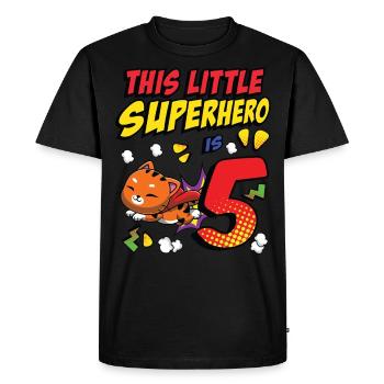 Ce petit super-héros est 5 propriétaires de chat 5. - T-shirt Premium bio Homme - noir - Devant - Nico (187cm)