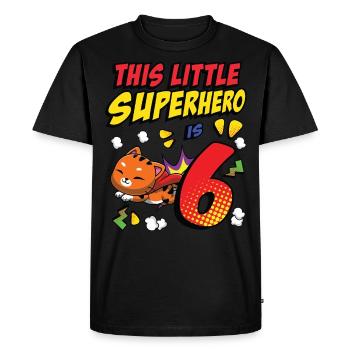 Ce petit super-héros est 6 propriétaires de chat 6. - T-shirt Premium bio Homme - noir - Devant - Nico (187cm)
