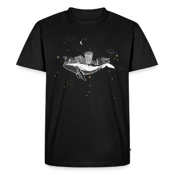 Baleine surréaliste avec des champignons dans l’espace avec des étoiles - T-shirt Premium bio Homme - noir - Devant - Nico (187cm)