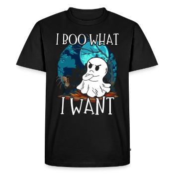 Je boo ce que je veux Grincheux fantôme effrayant Halloween - T-shirt Premium bio Homme - noir - Devant - Nico (187cm)