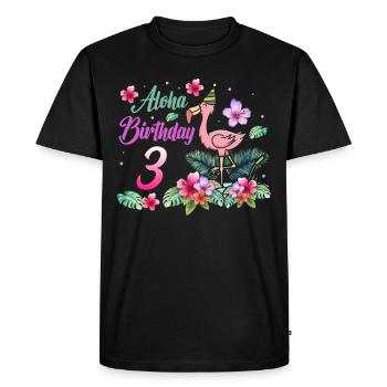 Aloha Anniversaire 3 Flamant rose Oiseau 3ème anniversaire - T-shirt Premium bio Homme - noir - Devant - Nico (187cm)