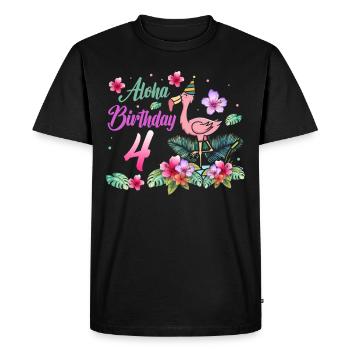 Aloha Anniversaire 4 Flamant Rose Bird 4ème anniversaire - T-shirt Premium bio Homme - noir - Devant - Nico (187cm)