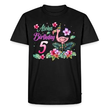 Aloha Anniversaire 5 Flamant Rose Bird 5ème anniversaire - T-shirt Premium bio Homme - noir - Devant - Nico (187cm)