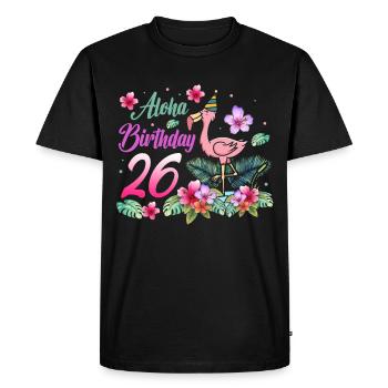 Aloha Anniversaire 26 Flamant Oiseau 26e anniversaire - T-shirt Premium bio Homme - noir - Devant - Nico (187cm)
