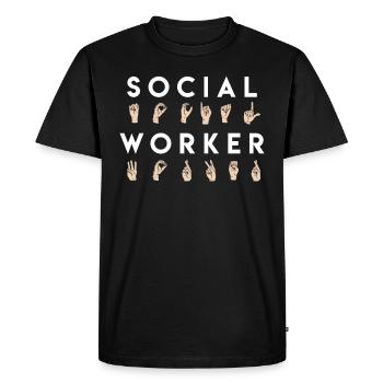 Aide-soignant en langue des signes Travailleur social - T-shirt Premium bio Homme - noir - Devant - Nico (187cm)