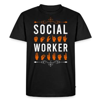 Gebärdensprache Ich bin Sozialarbeiter - Männer Premium Bio T-Shirt - Schwarz - Vorne - Nico (187cm)