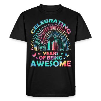 Nous célébrons 11 ans « génial papillon d’anniversaire » - T-shirt Premium bio Homme - noir - Devant - Nico (187cm)