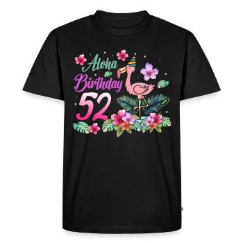 Aloha Anniversaire 52 Flamant rose 52e anniversaire - T-shirt Premium bio Homme - noir - Devant - Nico (187cm)