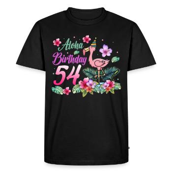 Aloha Anniversaire 54 Flamant Rose Oiseau 54e anniversaire - T-shirt Premium bio Homme - noir - Devant - Nico (187cm)