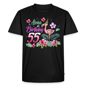 Aloha Anniversaire 55 Flamant rose 55e anniversaire - T-shirt Premium bio Homme - noir - Devant - Nico (187cm)