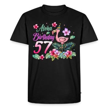 Aloha Anniversaire 57 Flamant Rose Oiseau 57e anniversaire - T-shirt Premium bio Homme - noir - Devant - Nico (187cm)