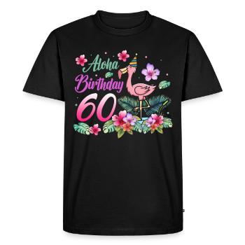 Aloha Anniversaire 60 Flamant rose 60e anniversaire - T-shirt Premium bio Homme - noir - Devant - Nico (187cm)