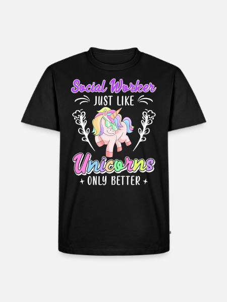 Hvordan enhjørninger kun bedre socialrådgiver - Herre Premium økologisk T-shirt - sort