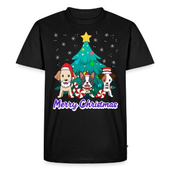 Chiens Noël Joyeux Noël Propriétaires de chiens - T-shirt Premium bio Homme - noir - Devant - Nico (187cm)