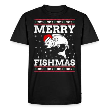 Laid Noël Pêcheur Poisson Pêcheur Noël - T-shirt Premium bio Homme - noir - Devant - Nico (187cm)