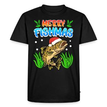 Trout Angler Joyeux Fishmas Angler Noël - T-shirt Premium bio Homme - noir - Devant - Nico (187cm)