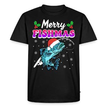 Joyeux pêcheur Angler Ange de Noël - T-shirt Premium bio Homme - noir - Devant - Nico (187cm)