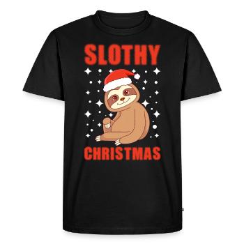Slothy Christmas Sloth Christmas - Men's Premium Organic T-Shirt - black - Front - Nico (187cm)