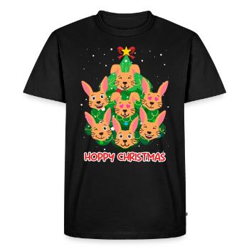 Hoppy Christmas Rabbit Christmas - Men's Premium Organic T-Shirt - black - Front - Nico (187cm)
