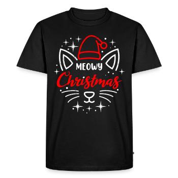 Miaou Noël Chat de Noël Propriétaire Nicholas - T-shirt Premium bio Homme - noir - Devant - Nico (187cm)
