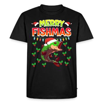 Niklaus Fish Noël Joyeux Fishmas - T-shirt Premium bio Homme - noir - Devant - Nico (187cm)