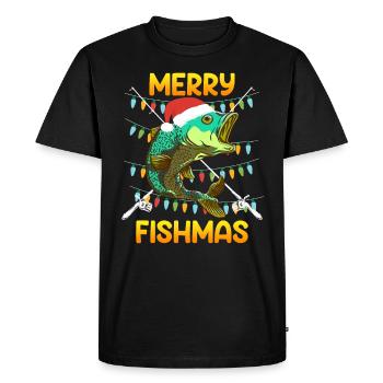 Pêcheur Noël Joyeux poisson Poisson - T-shirt Premium bio Homme - noir - Devant - Nico (187cm)