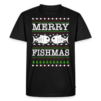 Laid Noël Pêcheur Poisson Pêcheur Noël - T-shirt Premium bio Homme - noir - Devant - Nico (187cm)