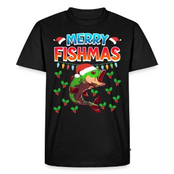 Niklaus Fish Noël Joyeux Fishmas - T-shirt Premium bio Homme - noir - Devant - Nico (187cm)