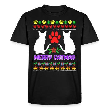 Chats de Noël moches - T-shirt Premium bio Homme - noir - Devant - Nico (187cm)