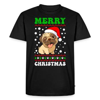 Joyeux Noël chien carlin chien propriétaire carlin - T-shirt Premium bio Homme - noir - Devant - Nico (187cm)