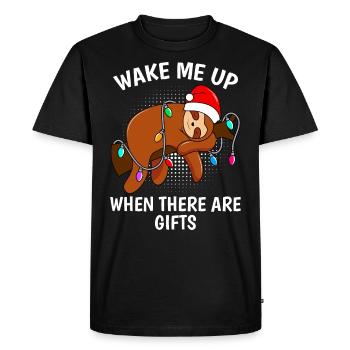 Réveille-moi quand il y a des cadeaux - T-shirt Premium bio Homme - noir - Devant - Nico (187cm)