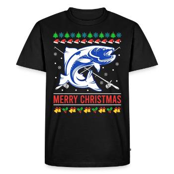 Joyeux poisson de Noël moche - T-shirt Premium bio Homme - noir - Devant - Nico (187cm)