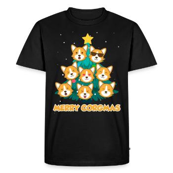 Joyeux Corgmas Chiens Noël Welsh Corgi - T-shirt Premium bio Homme - noir - Devant - Nico (187cm)