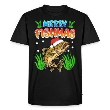 Trout Angler Joyeux Fishmas Angler Noël - T-shirt Premium bio Homme - noir - Devant - Nico (187cm)