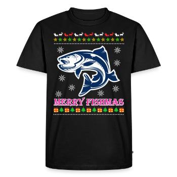 Ange Noël Joyeux Poissonnier Pêcheur - T-shirt Premium bio Homme - noir - Devant - Nico (187cm)