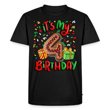 C’est mon cadeau de Noël 4ème anniversaire 4. - T-shirt Premium bio Homme - noir - Devant - Nico (187cm)