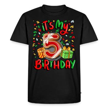 C’est mon cadeau de Noël 5ème anniversaire 5. - T-shirt Premium bio Homme - noir - Devant - Nico (187cm)