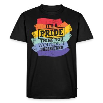C’est une question de fierté que vous - T-shirt Premium bio Homme - noir - Devant - Nico (187cm)