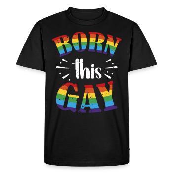 Born This Gay Pride Flag Rainbow - Men's Premium Organic T-Shirt - black - Front - Nico (187cm)