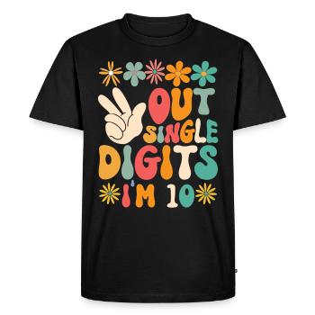 Peace Out Single Digits I’m 10 Flower 10th - T-shirt Premium bio Homme - noir - Devant - Nico (187cm)