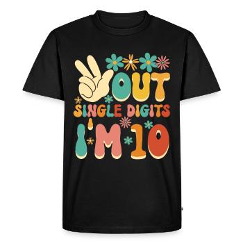 Peace Out Single Digits I’m 10 Flower 10th - T-shirt Premium bio Homme - noir - Devant - Nico (187cm)