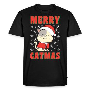 Merry Catmas Cats Christmas Cat Owner - Men's Premium Organic T-Shirt - black - Front - Nico (187cm)