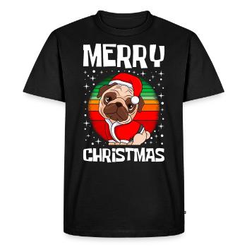 Joyeux Noël Carlin Chien Pug Propriétaire Chien - T-shirt Premium bio Homme - noir - Devant - Nico (187cm)