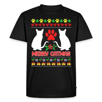 Chats de Noël moches - T-shirt Premium bio Homme - noir - Devant - Nico (187cm)